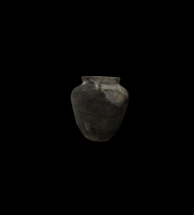 Untitled Pit Fired Vase 001 — Pit-fired ceramic, burnished; 3D-scanned digital model, 2024